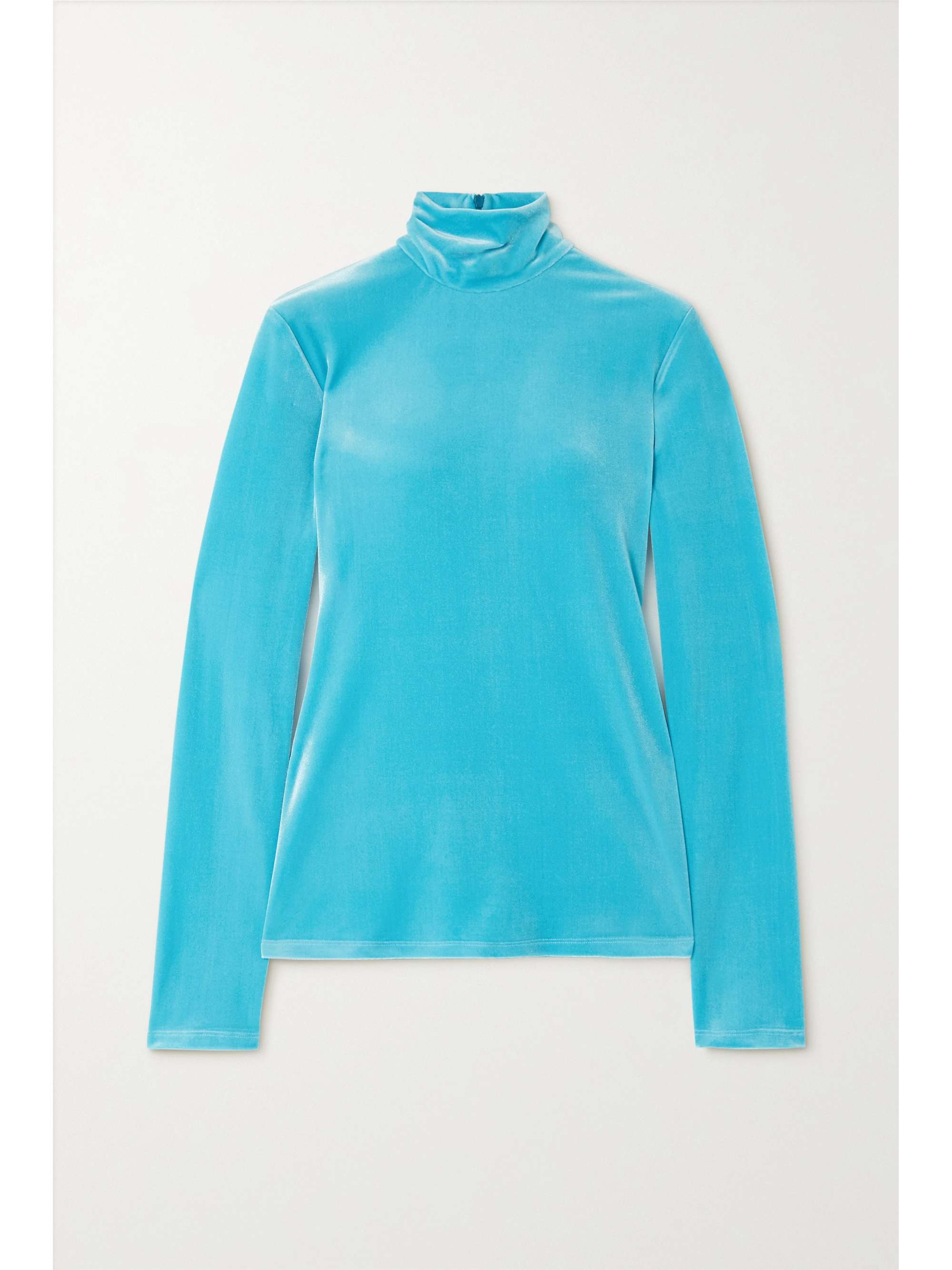 Victoria Beckham - Stretch-velvet Turtleneck Top - Blue - UK 10 - Net A Porter