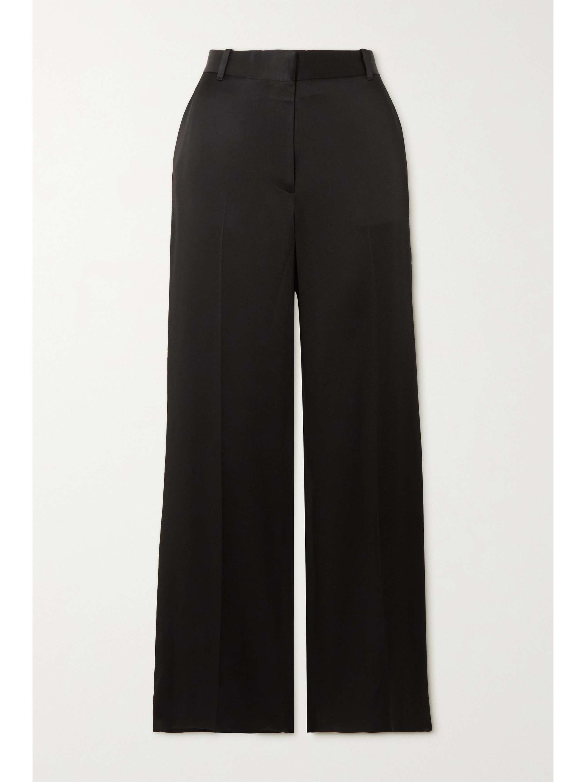 Black Satin-crepe straight-leg pants 