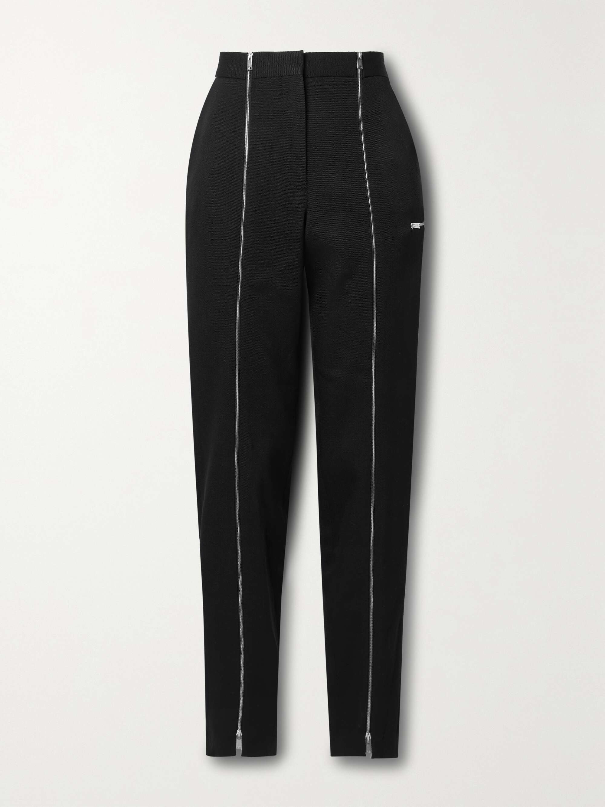 Black Zip-detailed wool-twill skinny 