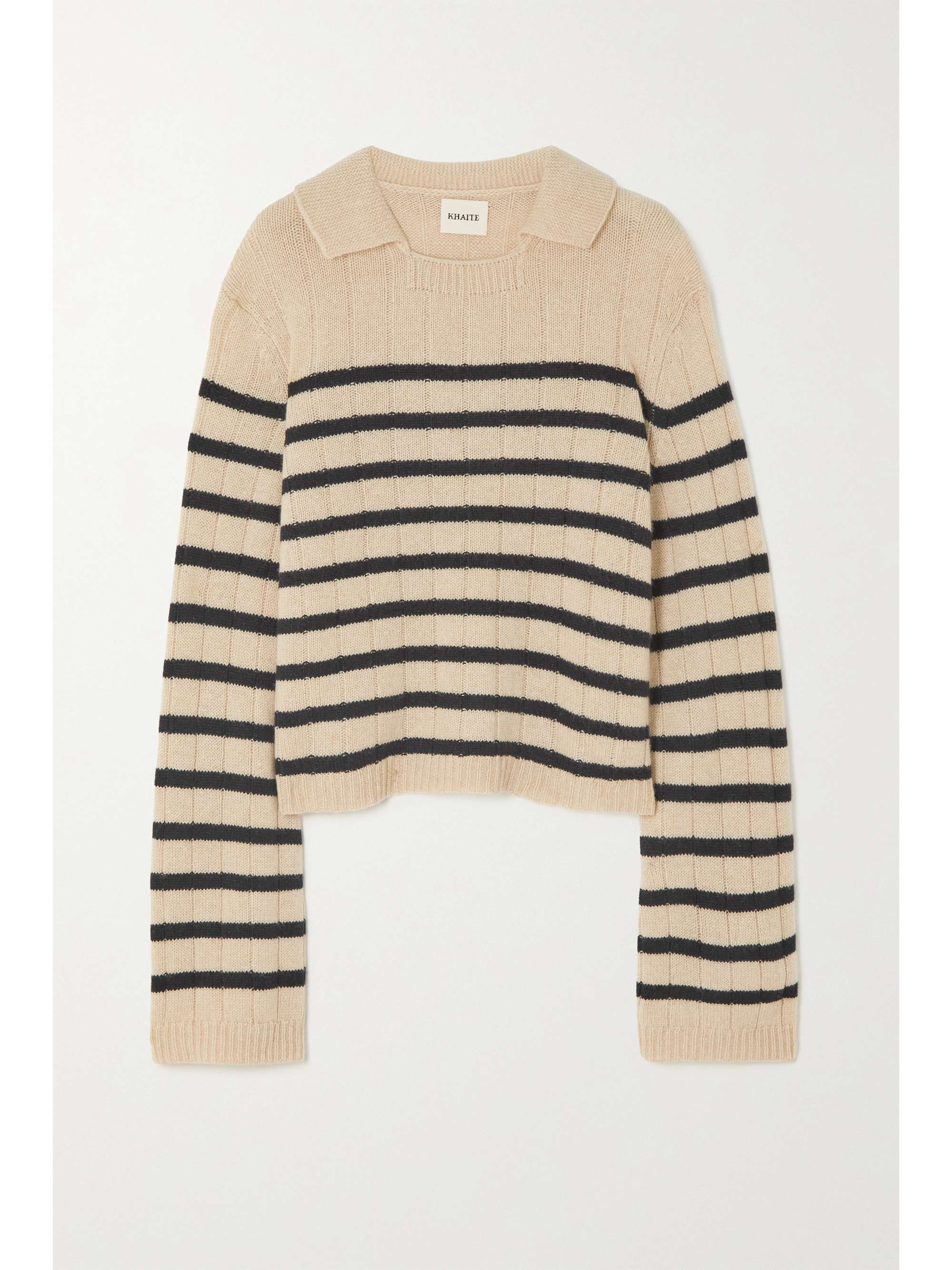 Khaite - Mateo Striped Cashmere Polo Sweater - Black - Medium - Net A Porter