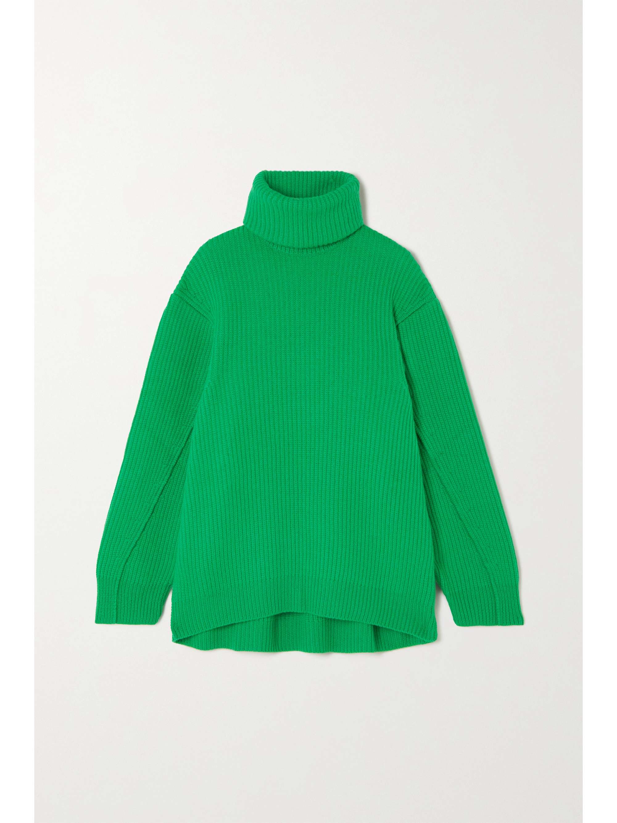 Green Oversized ribbed wool turtleneck 