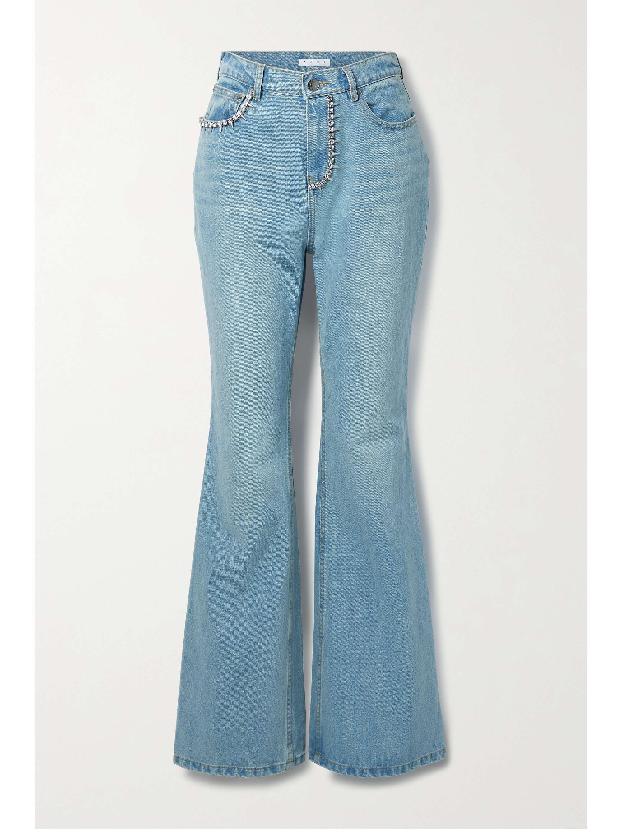 AREA Crystal-embellished cutout high-rise bootcut jeans | NET-A-PORTER