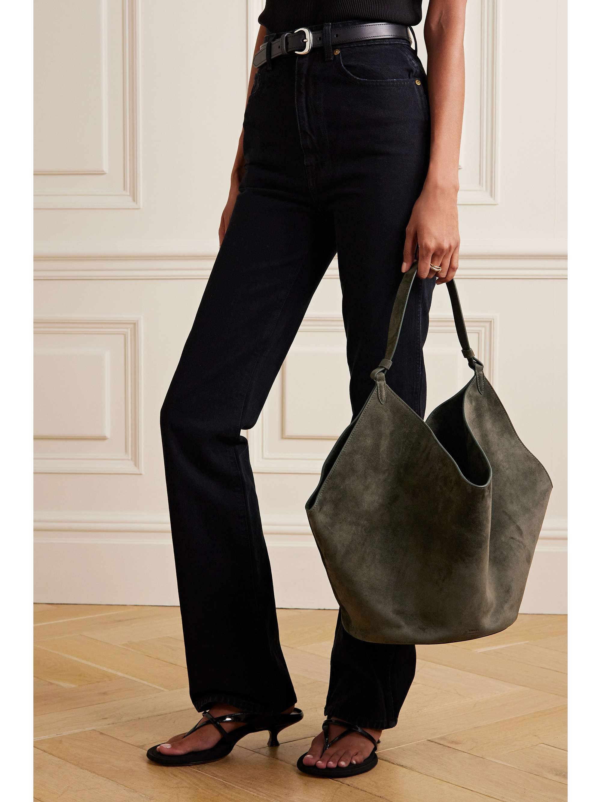 KHAITE Lotus medium suede tote