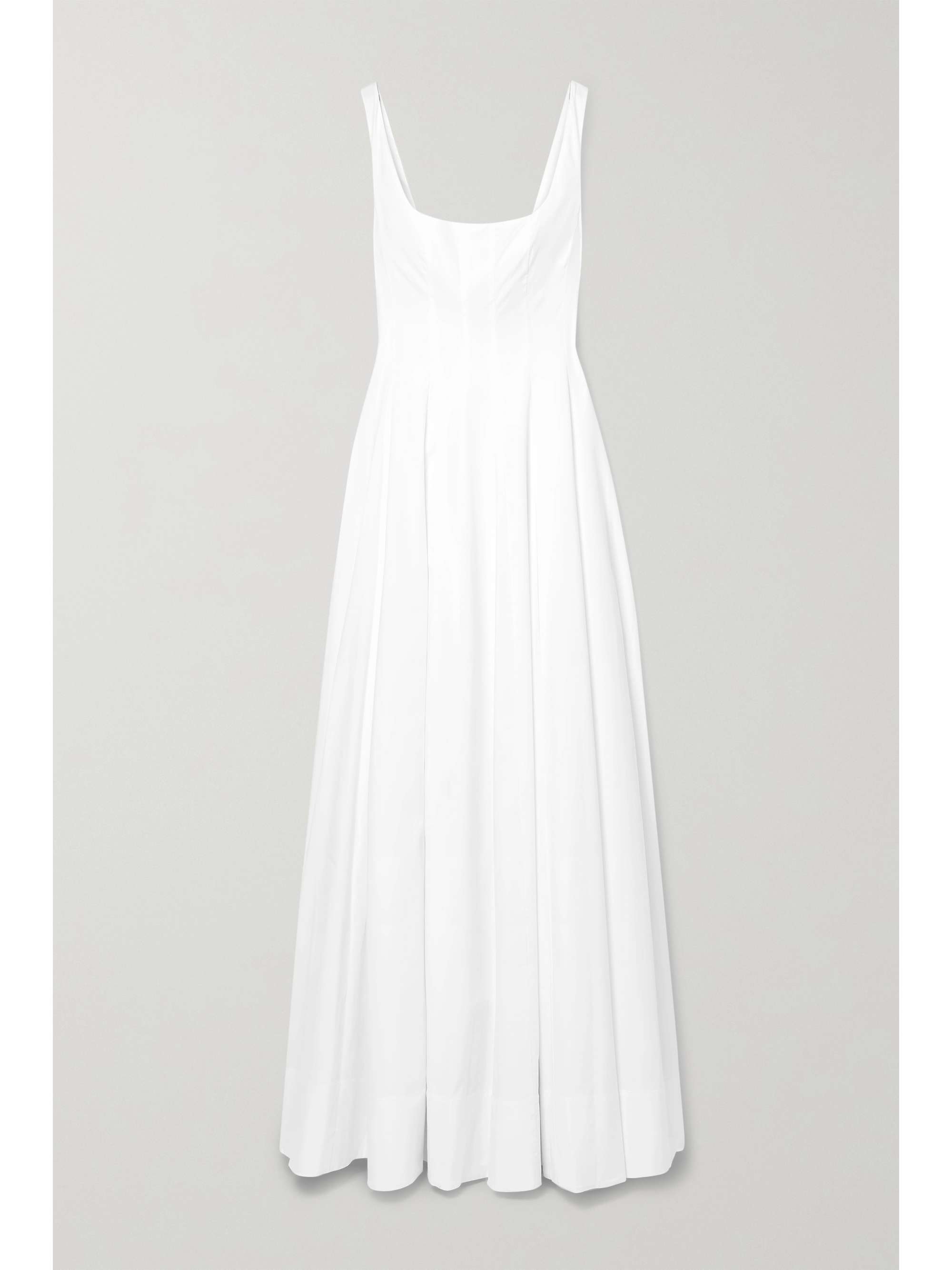 White Wells pleated cotton-blend poplin 