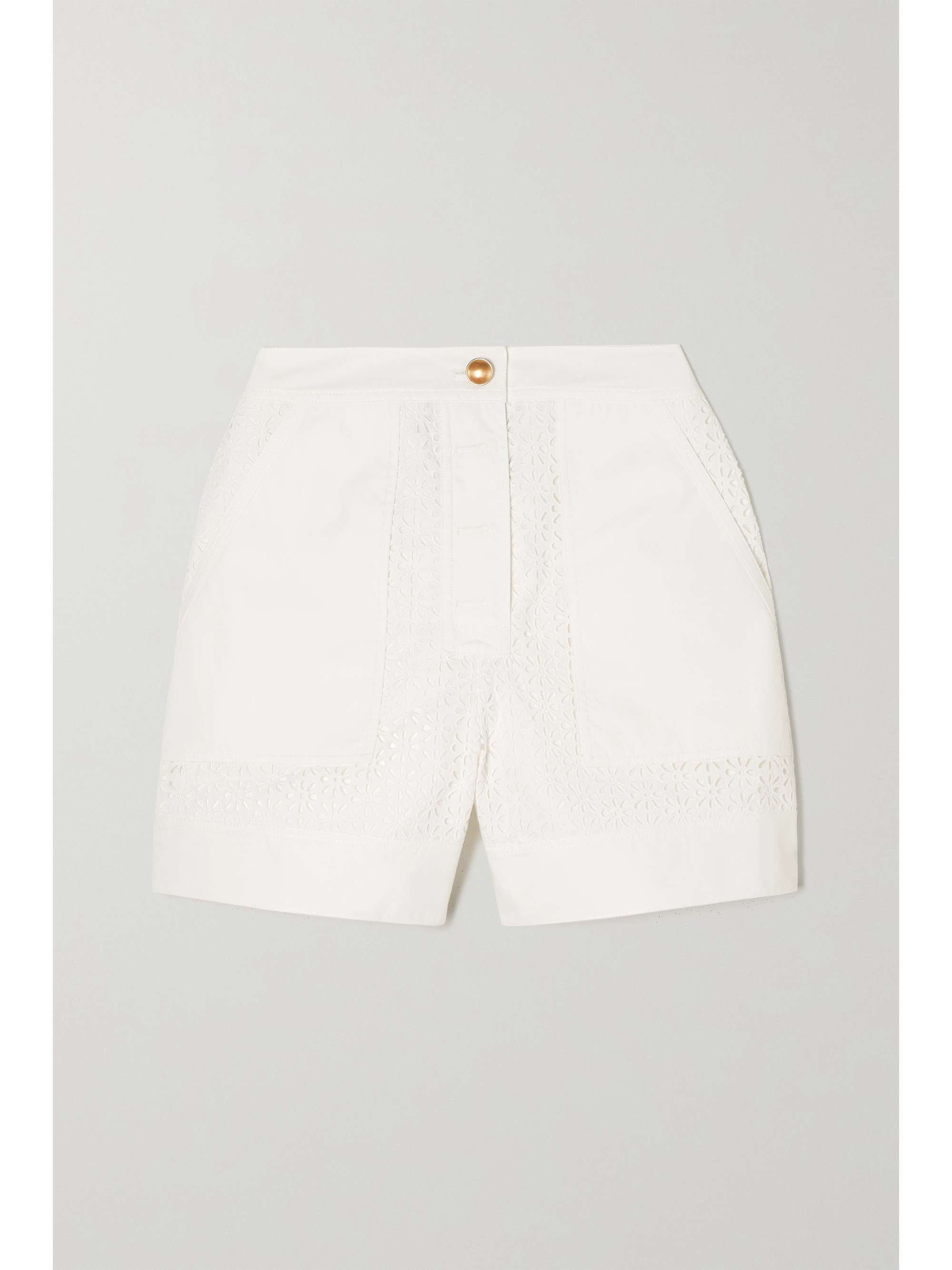 Ivory Broderie anglaise cotton-poplin 