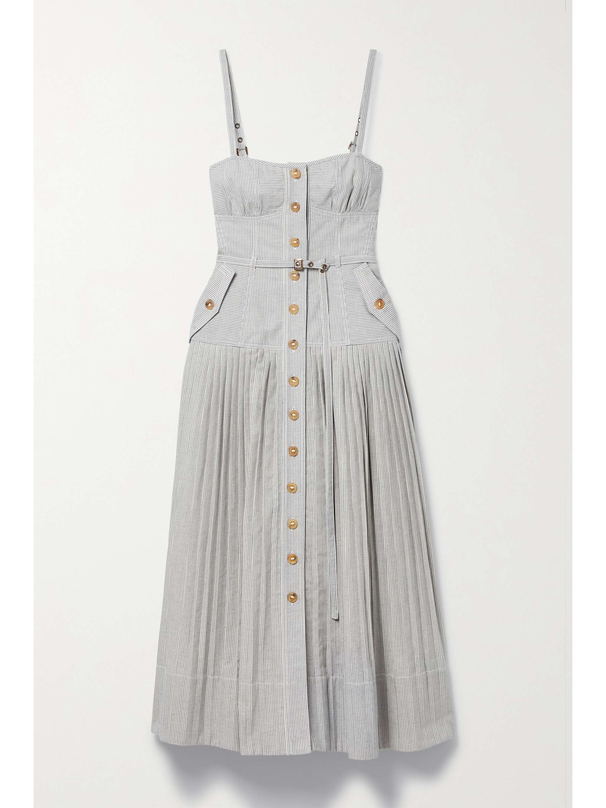 White Cleo belted pleated striped 