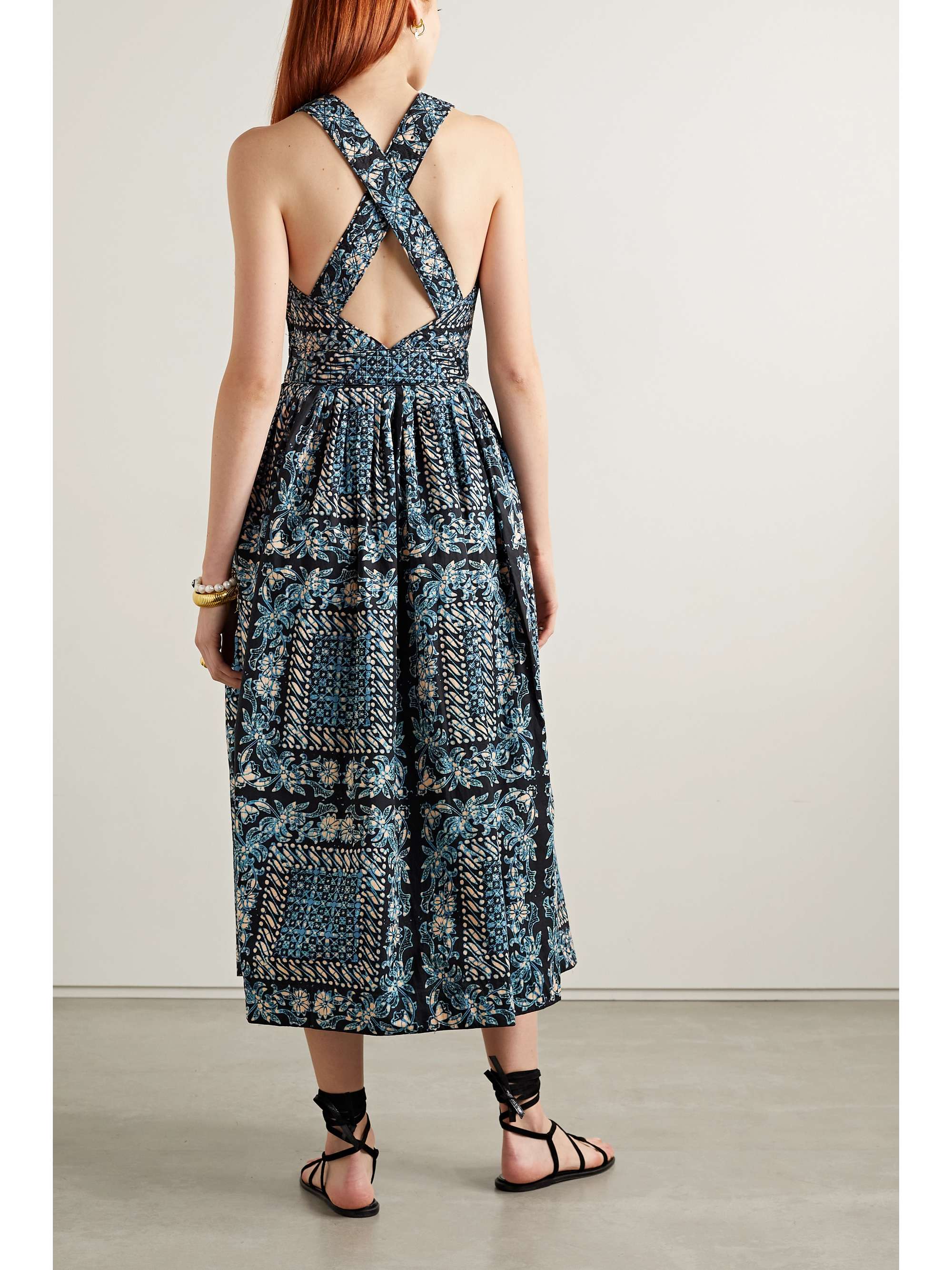 ULLA JOHNSON Kerani open-back printed cotton-poplin midi dress