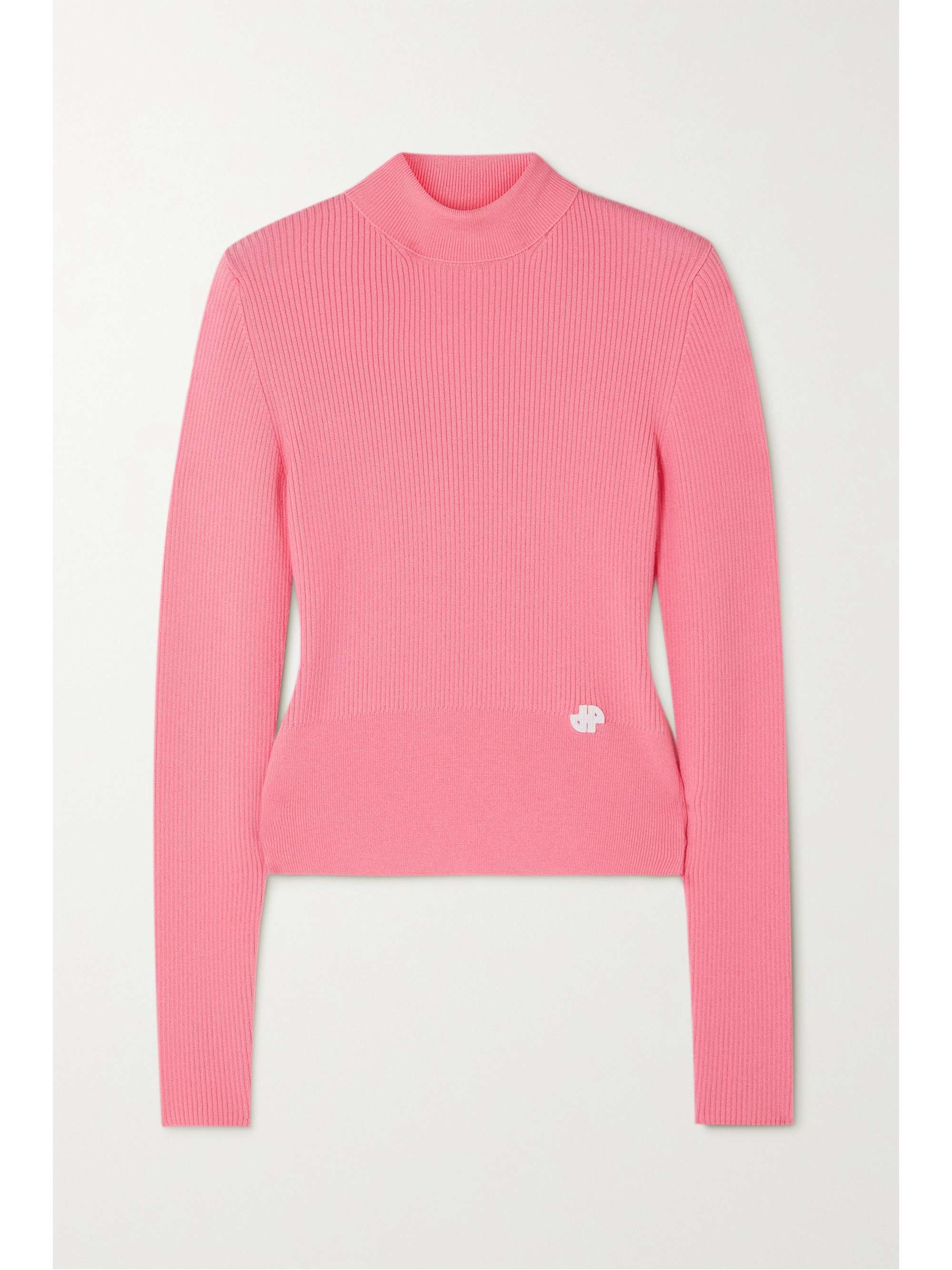 Fuchsia Appliquéd ribbed merino wool 