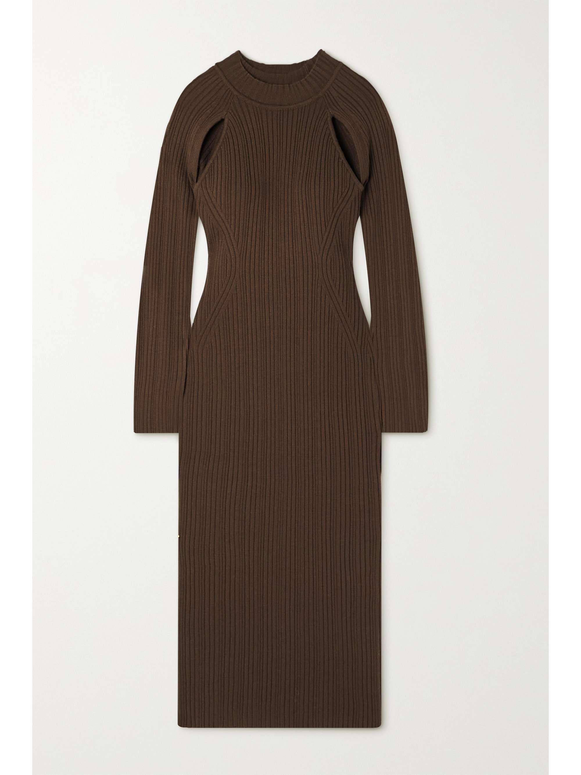 LVIR - Cutout Ribbed-knit Midi Dress - Brown - Large - Net A Porter