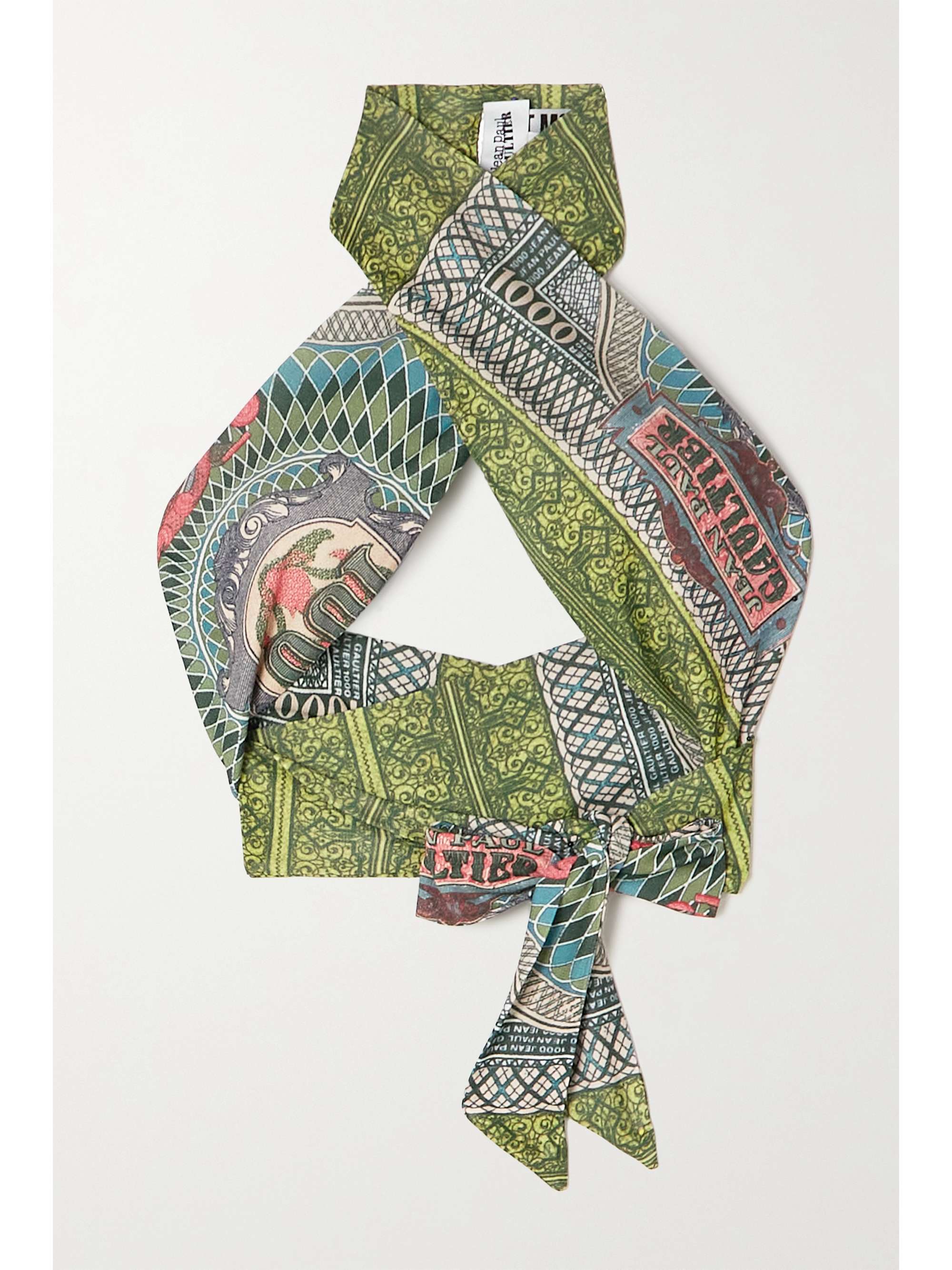 Printed stretch-mesh halterneck wrap 