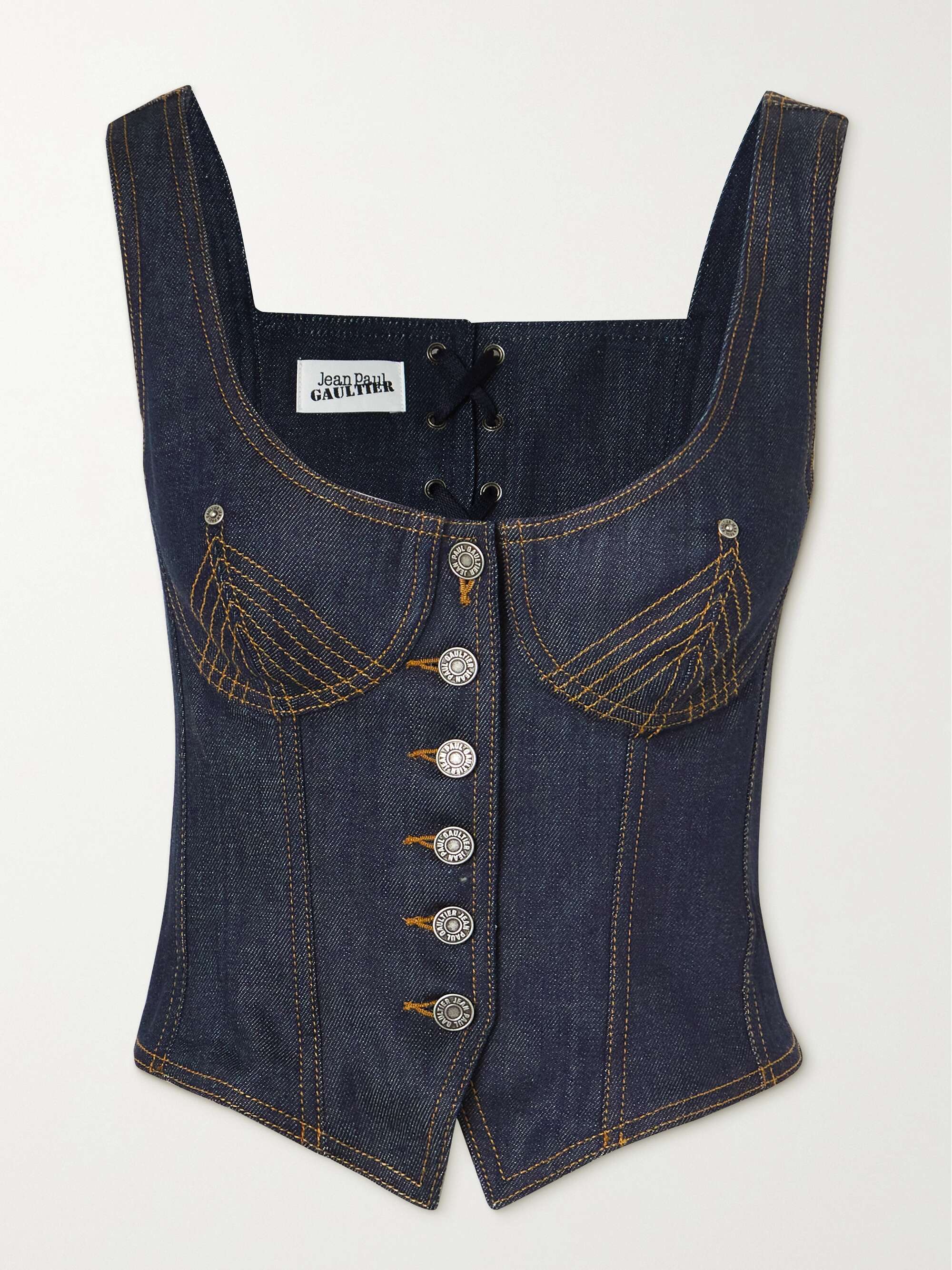 Indigo Denim bustier top | JEAN PAUL 