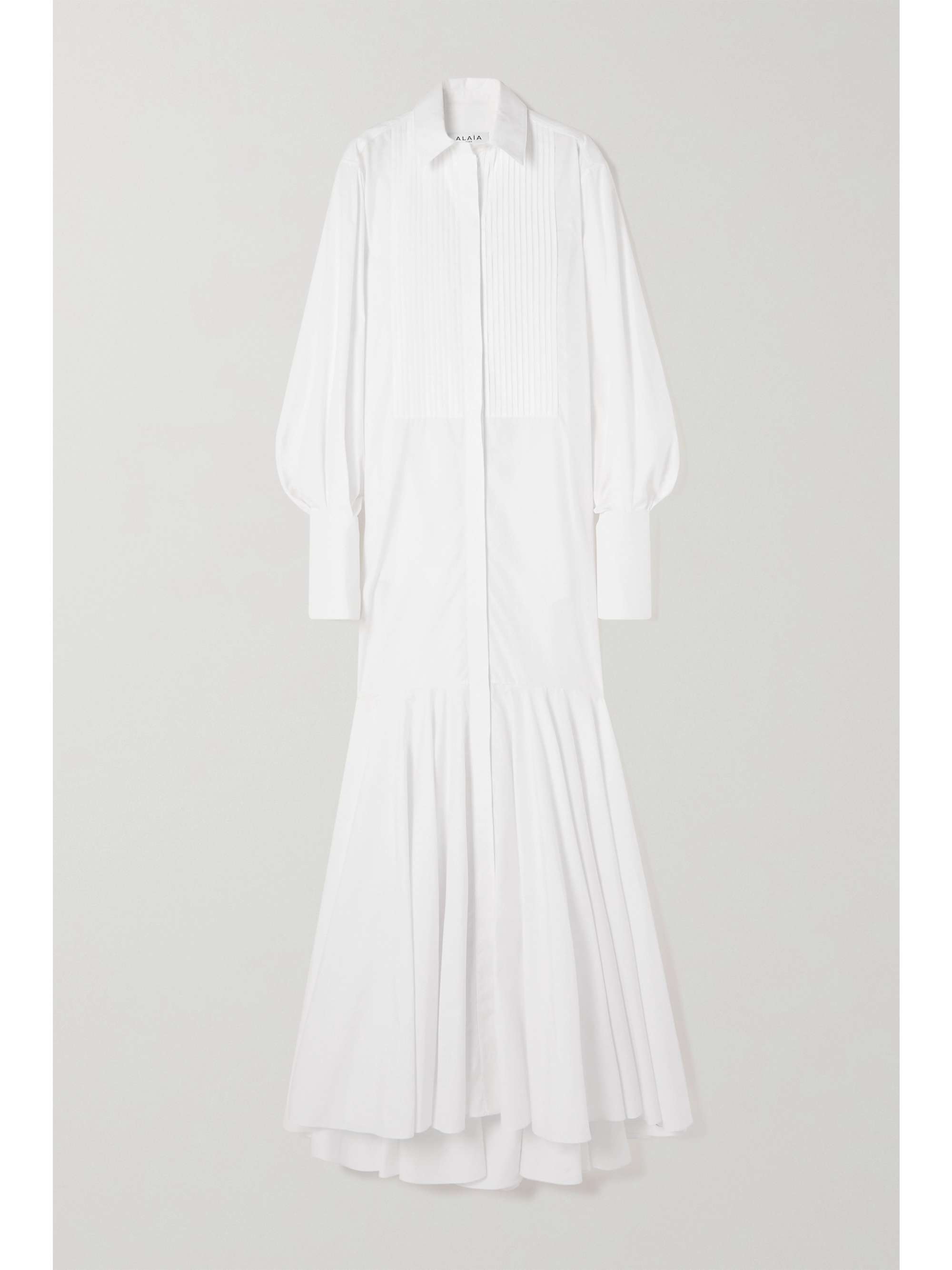 Gathered cotton-poplin maxi shirt dress 