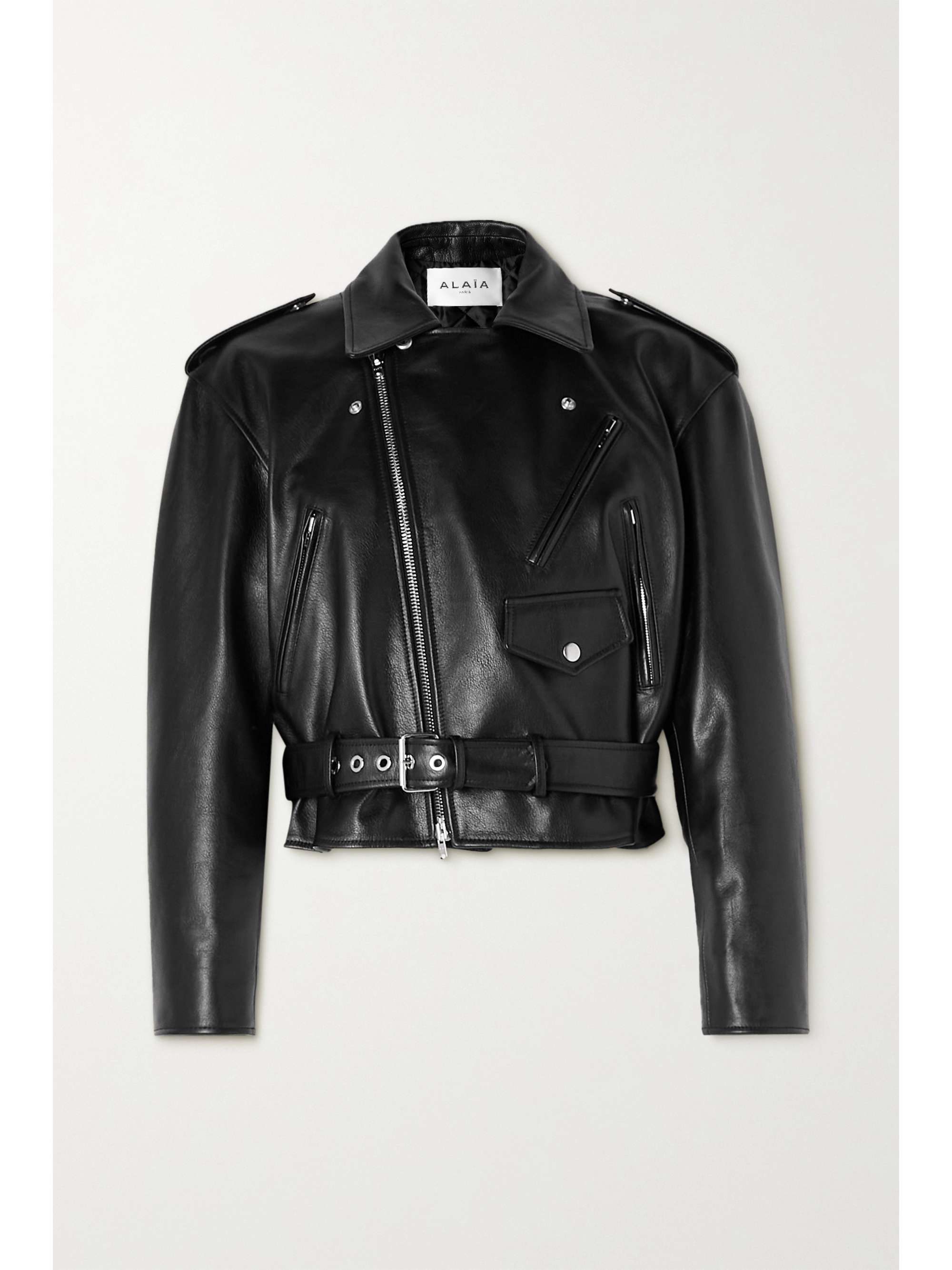 Black Belted leather biker jacket 