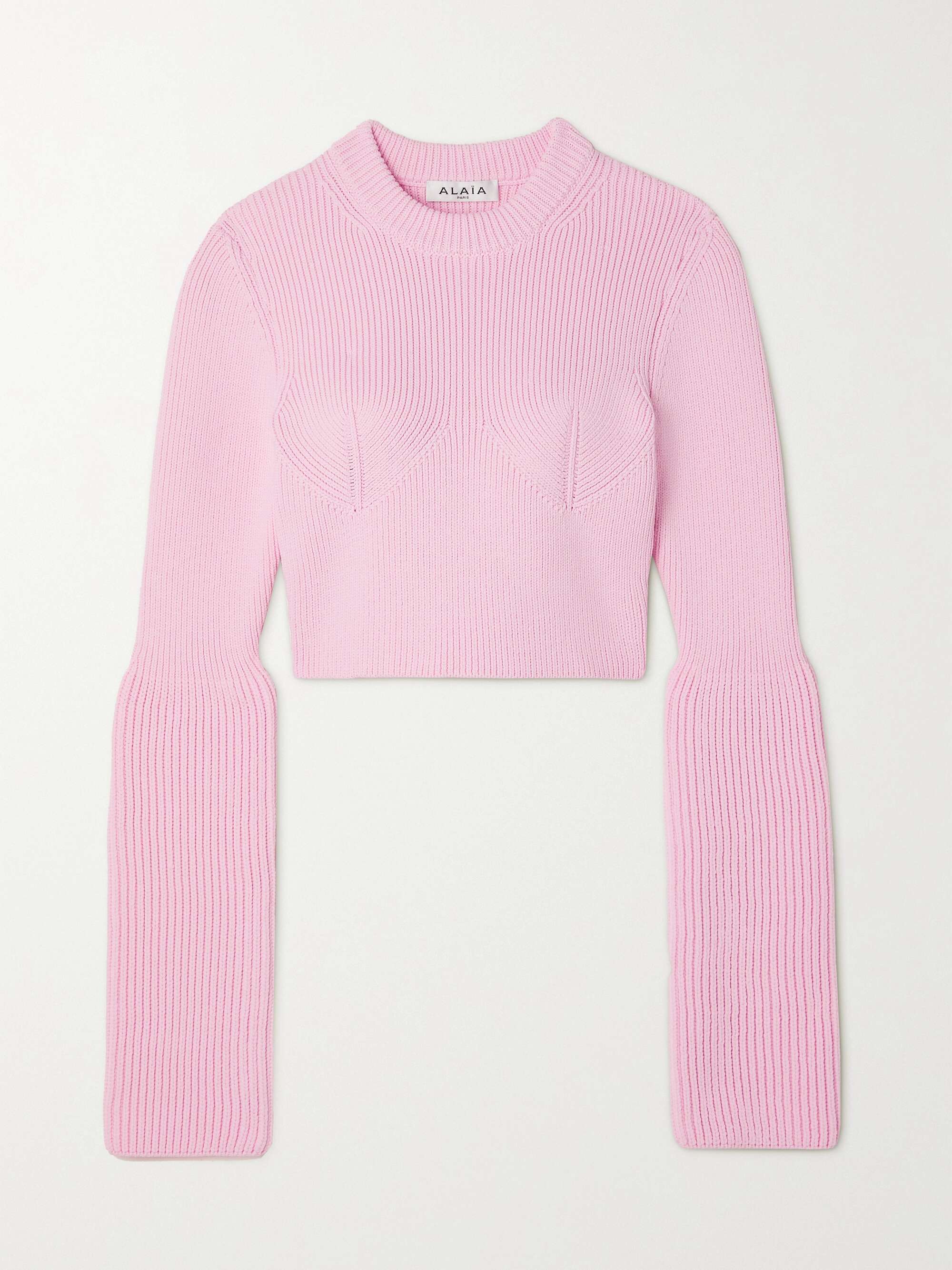 Alaïa - Detroit Cropped Ribbed-knit Sweater - Pink - FR42 - Net A Porter