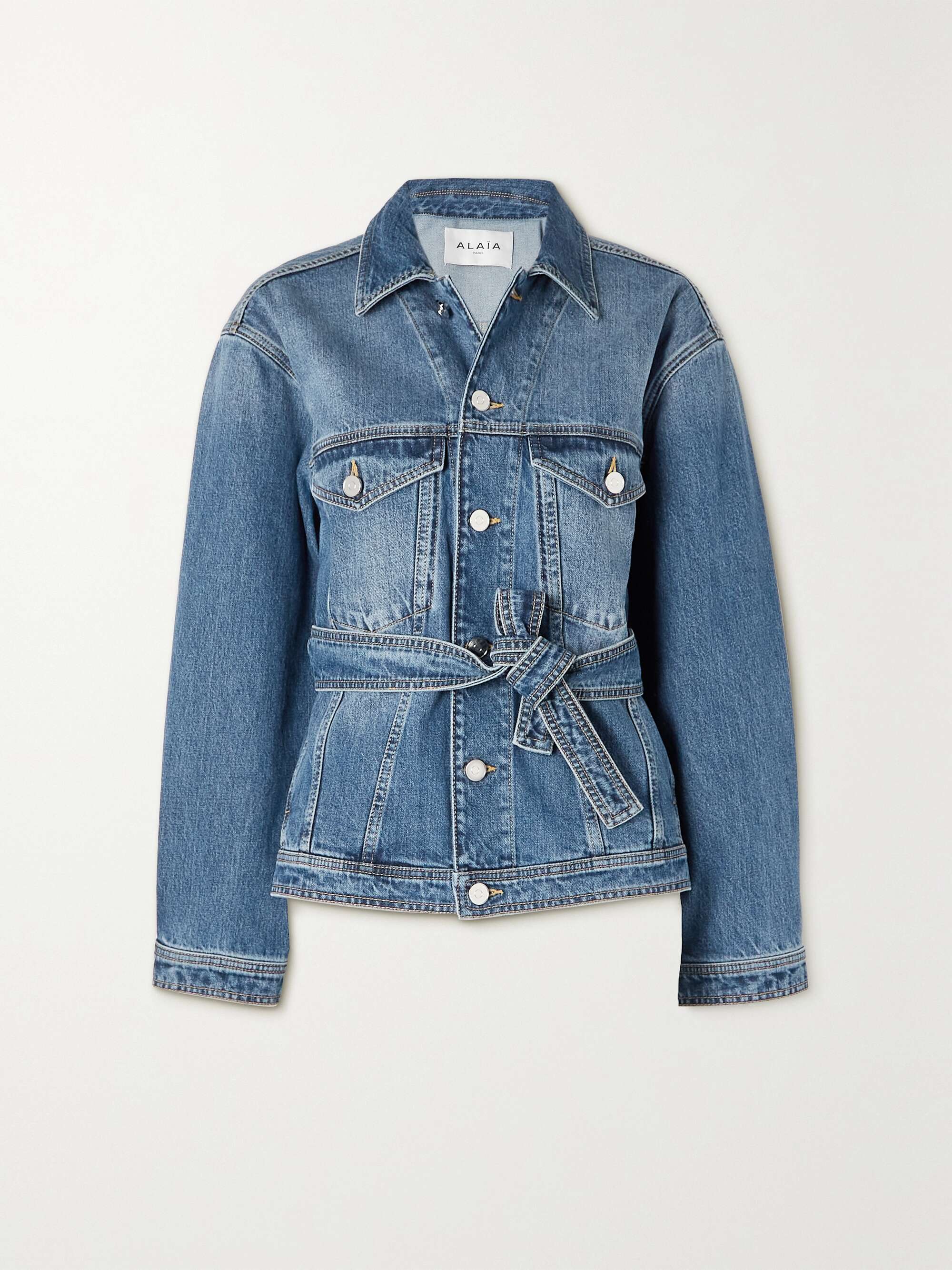 Mid denim Denim wrap jacket | ALAÏA 