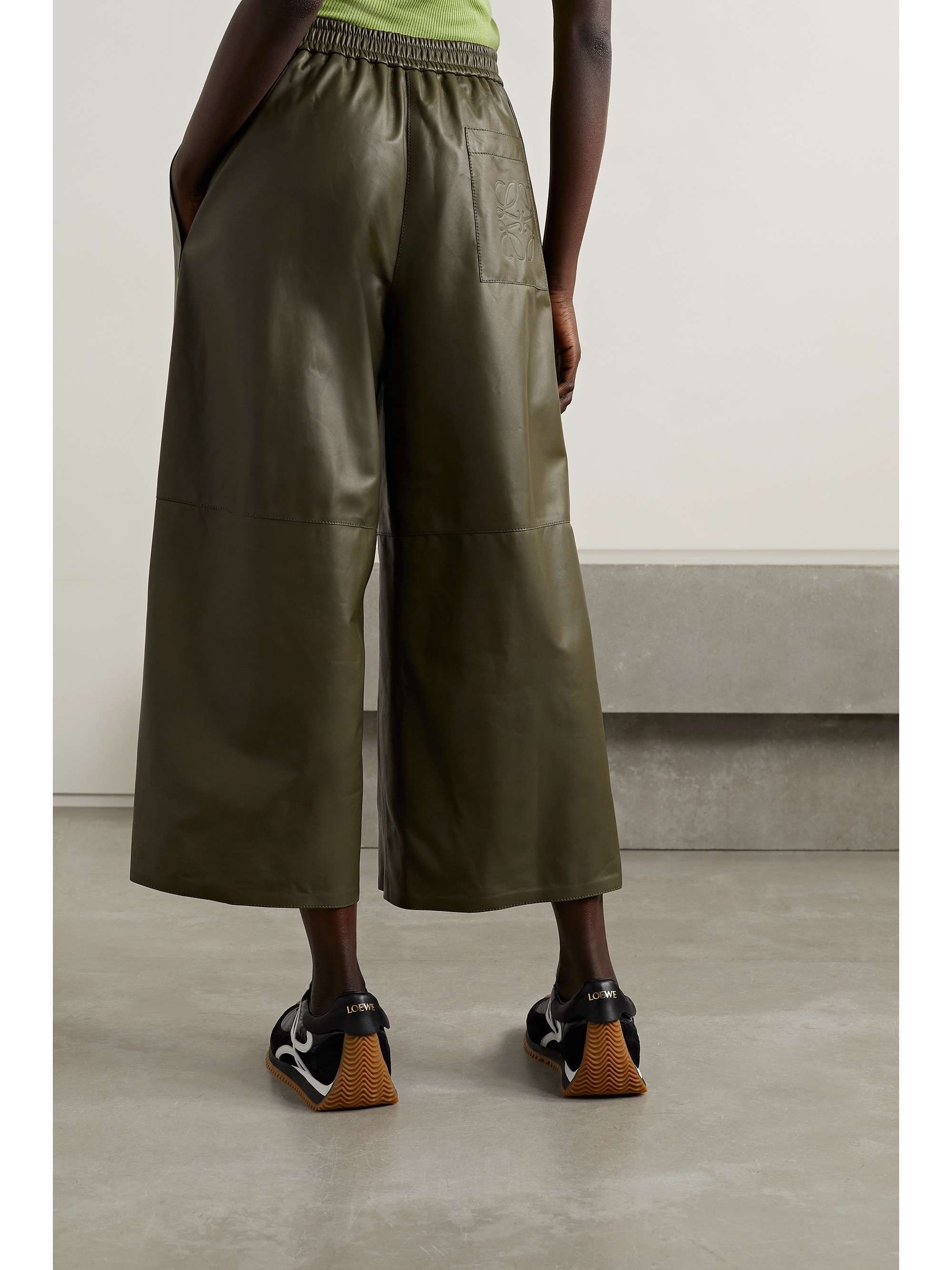 LOEWE Cropped leather wide-leg pants