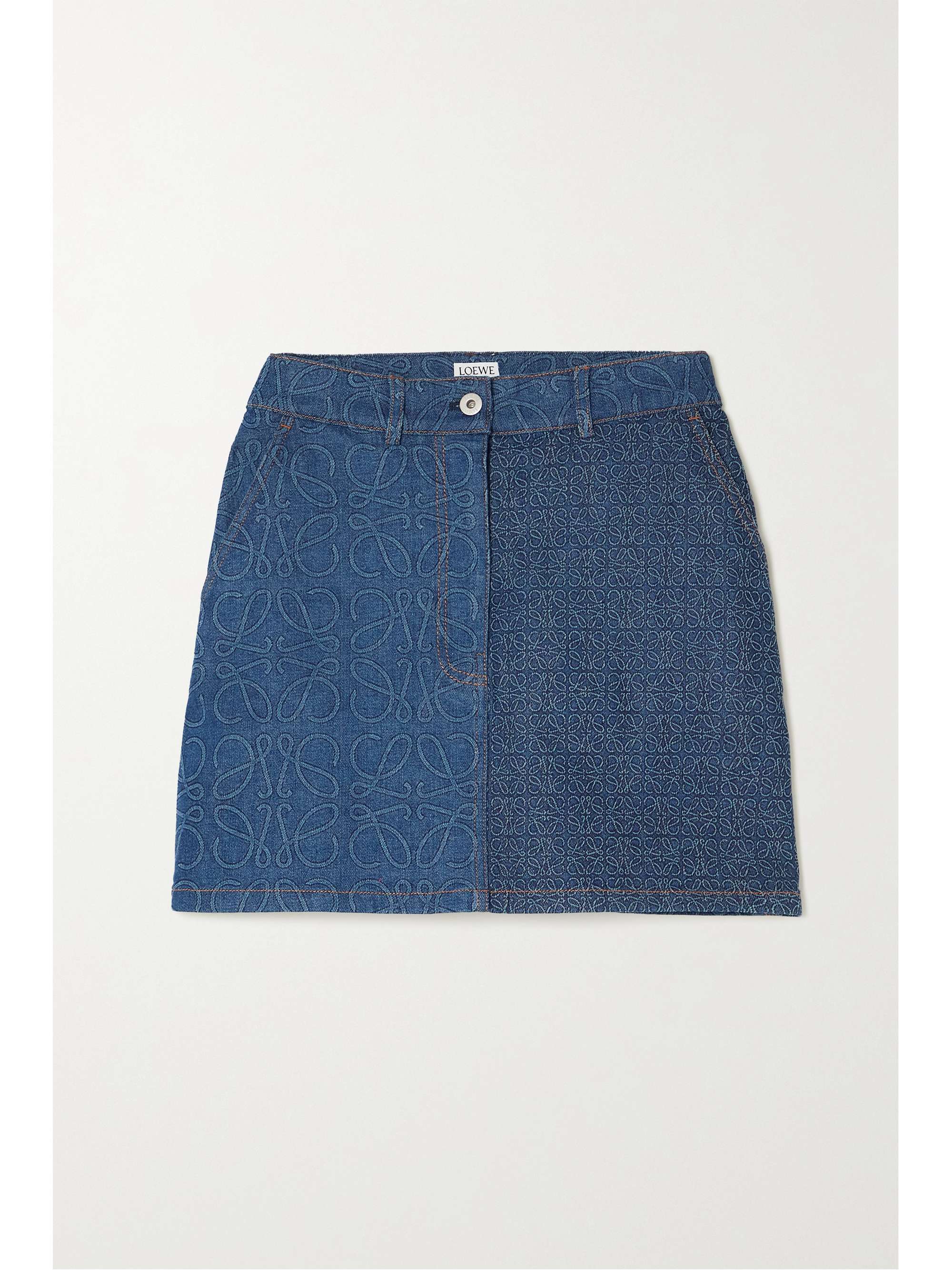 Mid denim Printed denim mini skirt 
