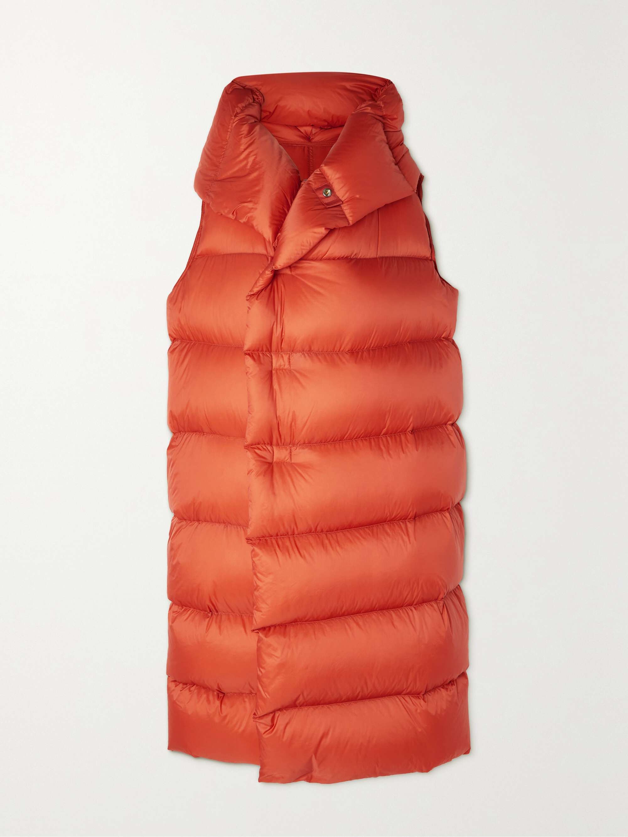Rick Owens - Oversized Asymmetric Hooded Grosgrain-Trimmed Quilted Shell Down Vest - Orange - IT38 - Net A Porter