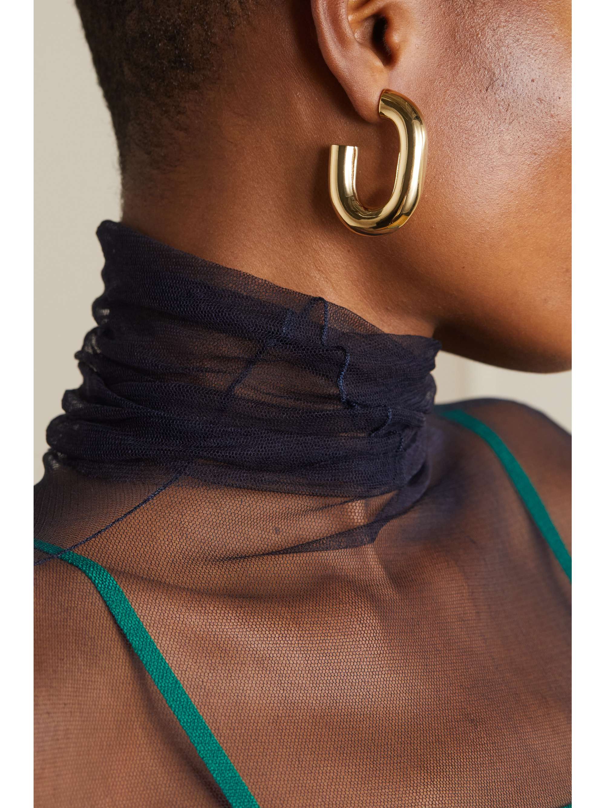 RABANNE XL Link gold-tone hoop earrings