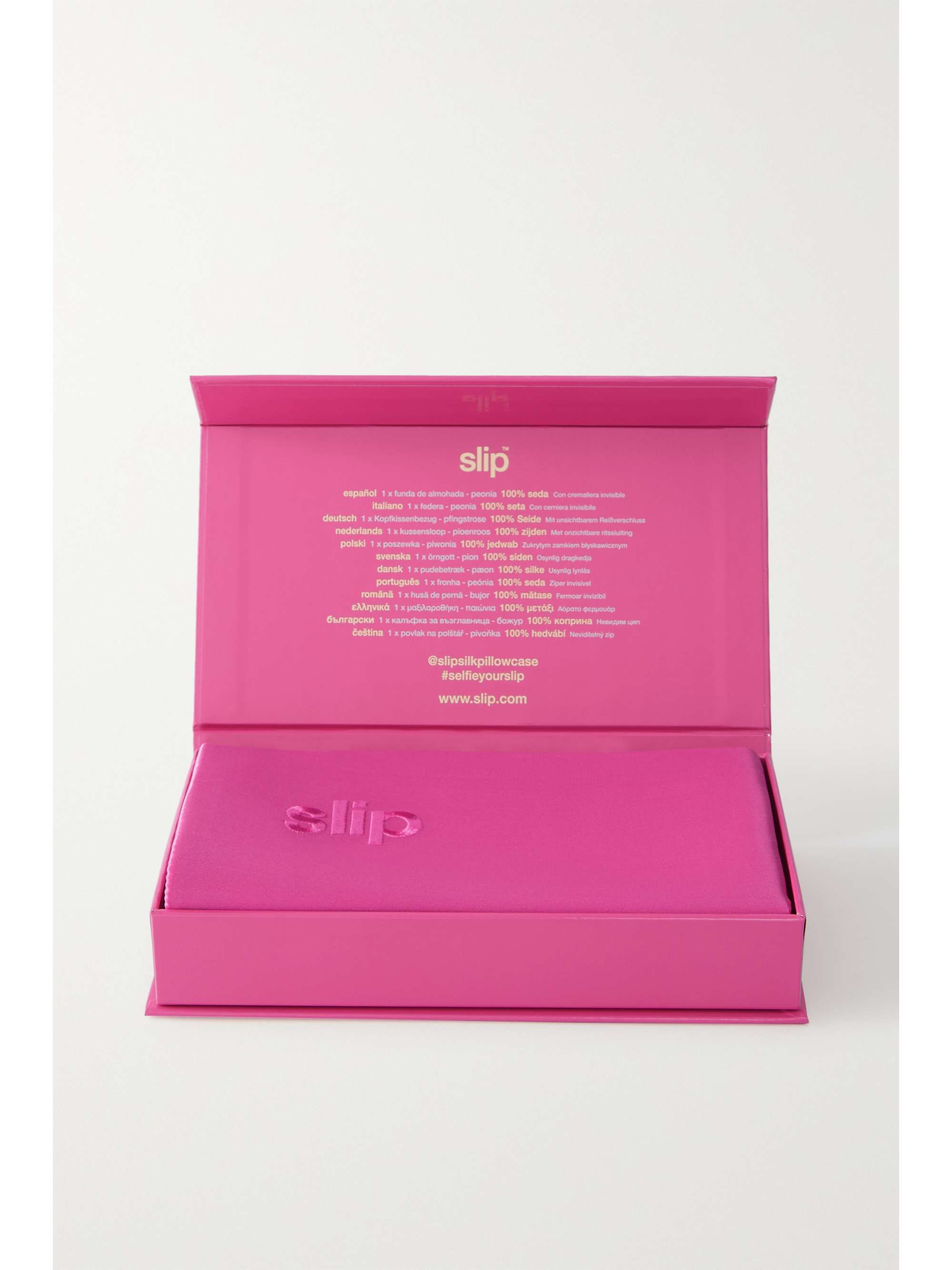 SLIP Embroidered silk king pillowcase