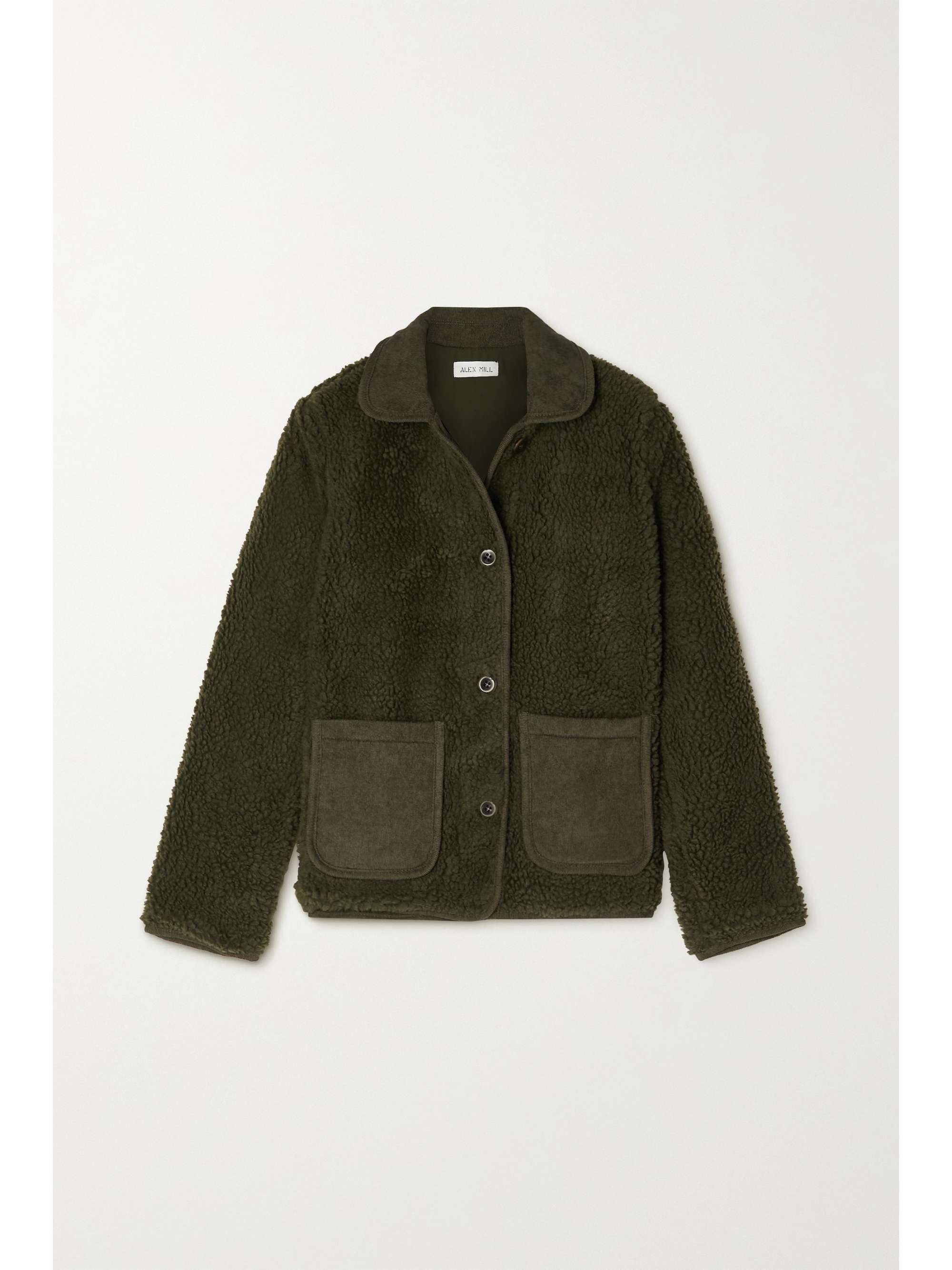 Alex Mill High Pile Fleece Jacket in Military Olive at Nordstrom, Size Large