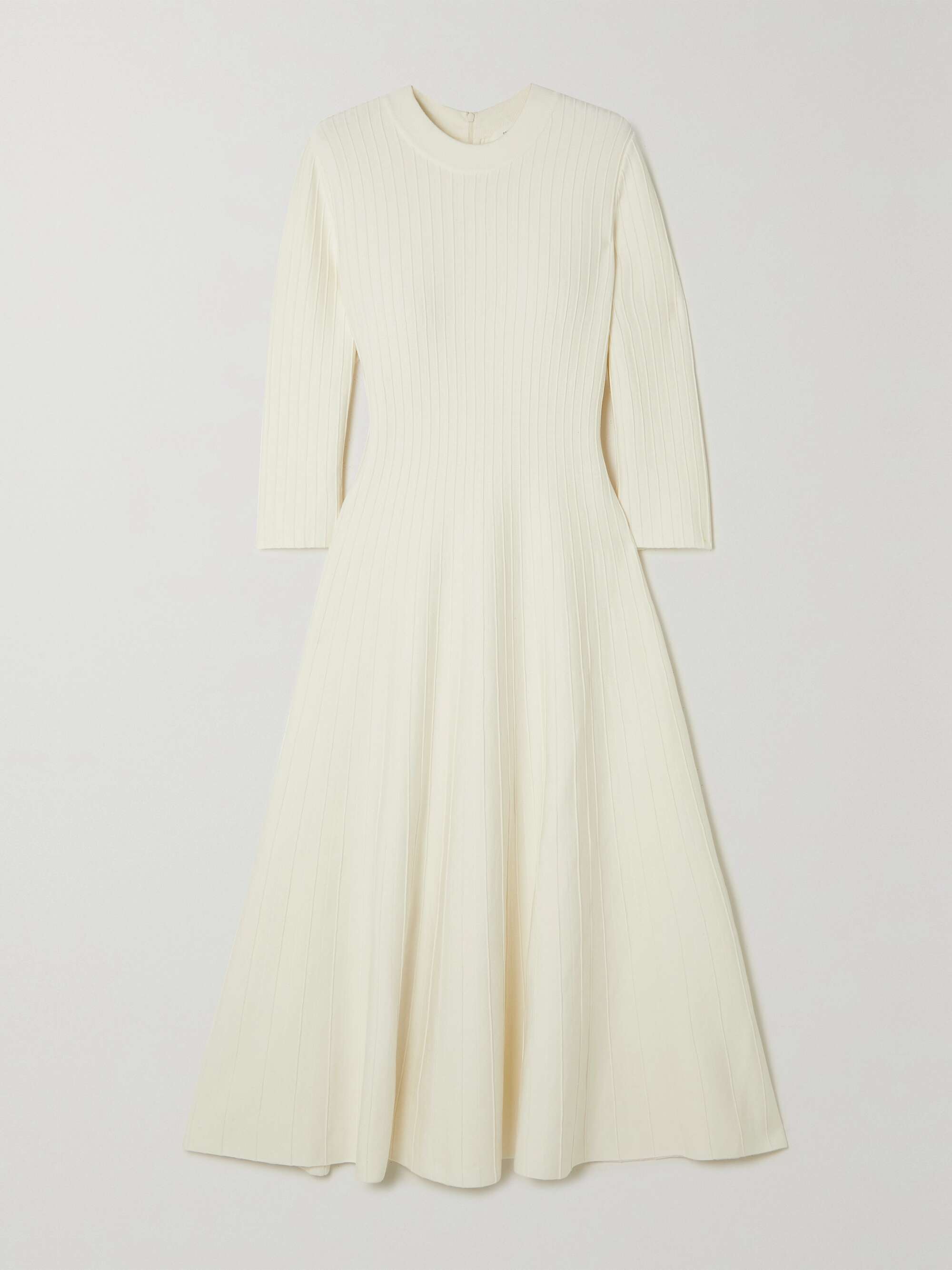 cotton-blend ribbed-knit midi dress 