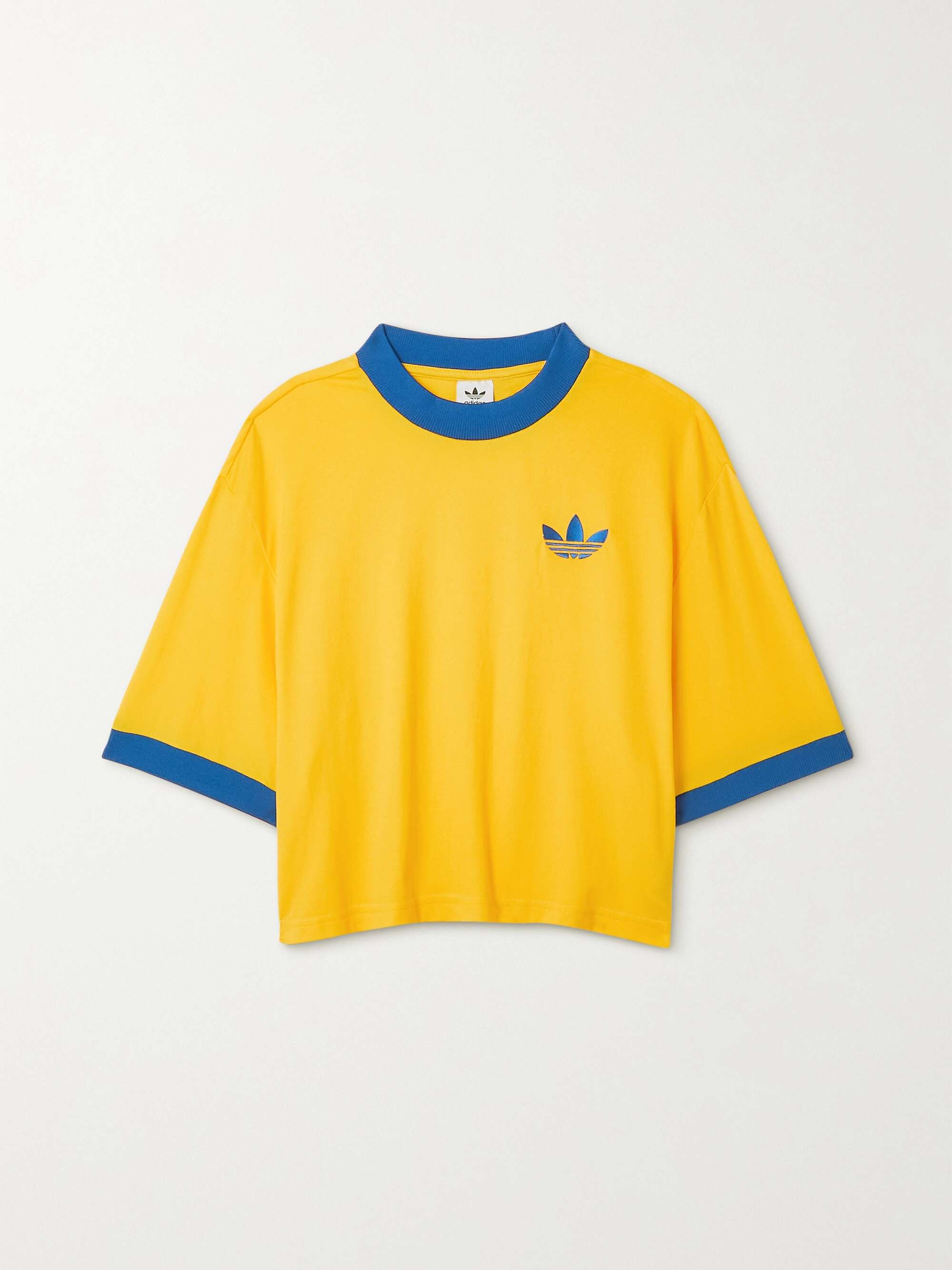 ADIDAS ORIGINALS Adicolor Heritage Now cropped two-tone crepe T-shirt |  NET-A-PORTER