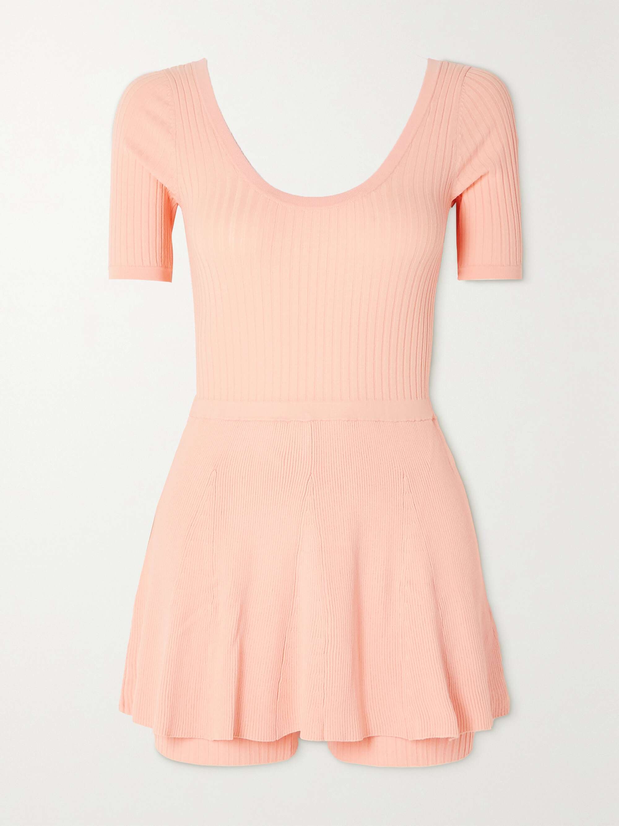Pink Zena pleated ribbed stretch-knit 