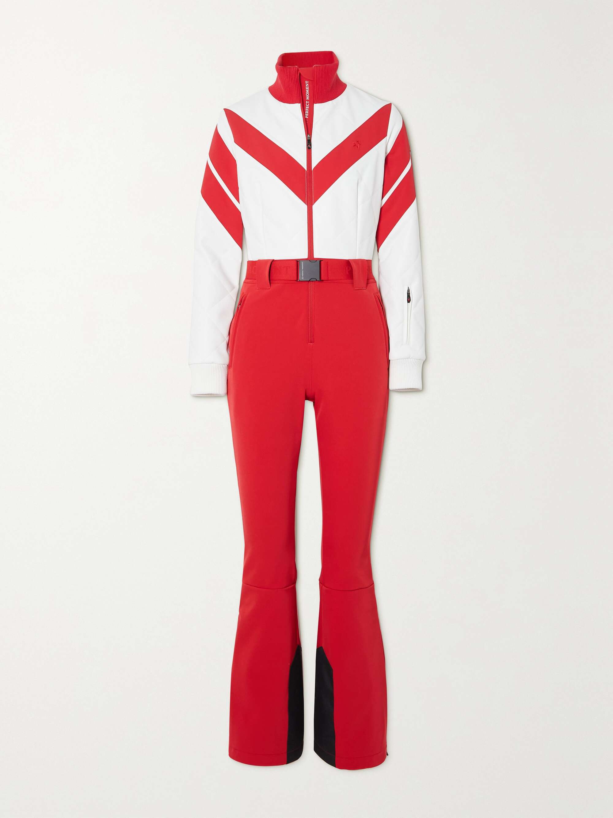 belted ski suit womens