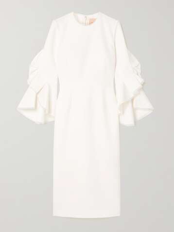 ROKSANDA Camellia tulle-trimmed ruffled crepe dress