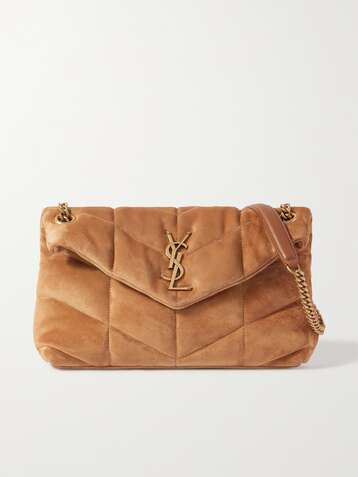 SAINT LAURENT Loulou Puffer small quilted suede shoulder bag