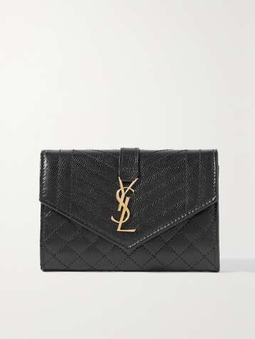 SAINT LAURENT Envelope quilted textured-leather wallet