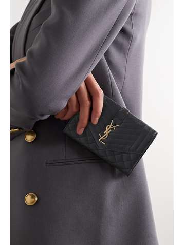 SAINT LAURENT Envelope quilted textured-leather wallet