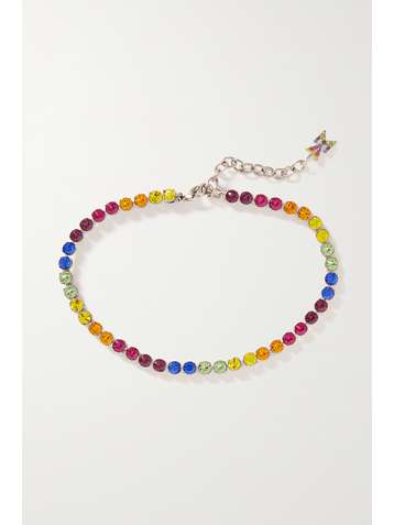 AMINA MUADDI Silver-tone crystal anklet