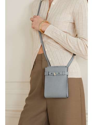 VALEXTRA Slim B-Tracollina Schultertasche aus strukturiertem Leder