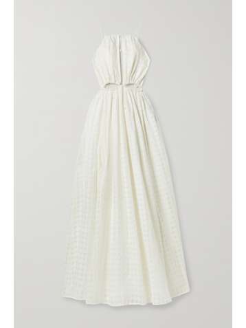CULT GAIA Thera cutout gingham linen halterneck maxi dress