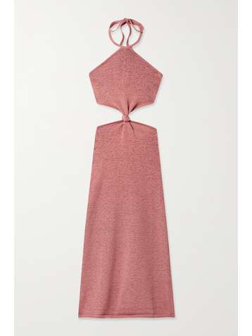 CULT GAIA Cameron twist-front cutout cotton-blend halterneck midi dress