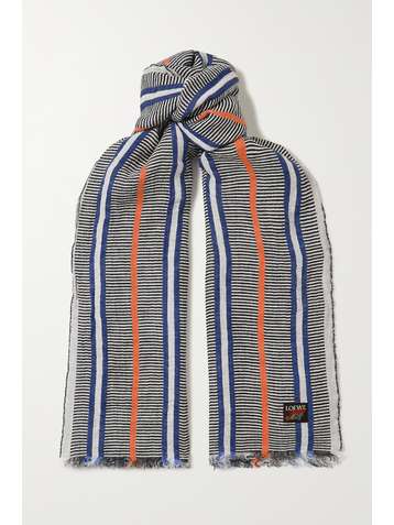 LOEWE + Paula's Ibiza fringed striped linen scarf