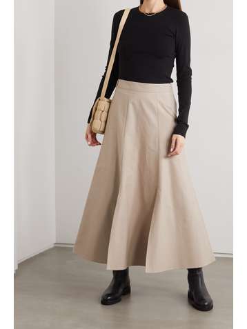 CAES + NET SUSTAIN organic cotton-poplin midi skirt