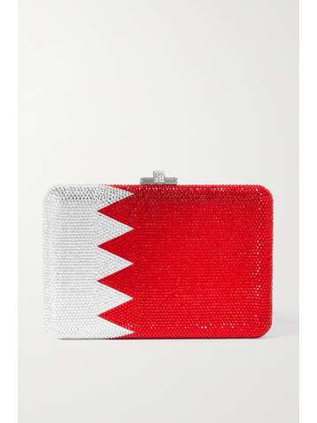 JUDITH LEIBER COUTURE Flag crystal-embellished silver-tone clutch