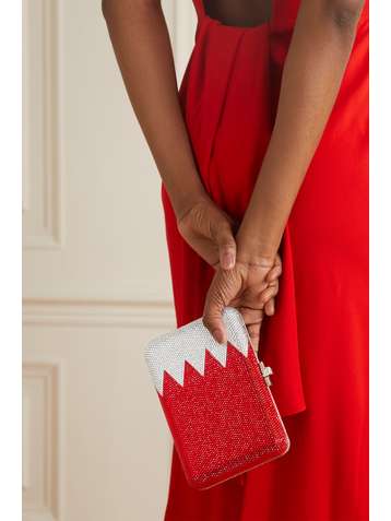 JUDITH LEIBER COUTURE Flag crystal-embellished silver-tone clutch