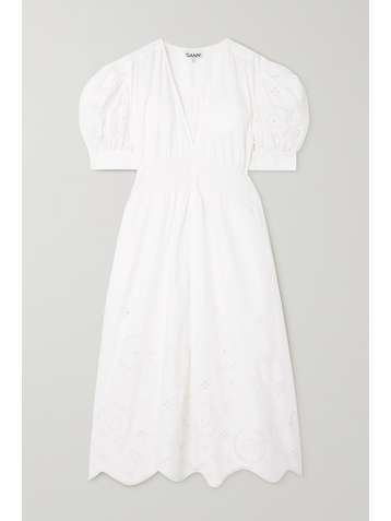 GANNI Broderie anglaise organic cotton midi dress