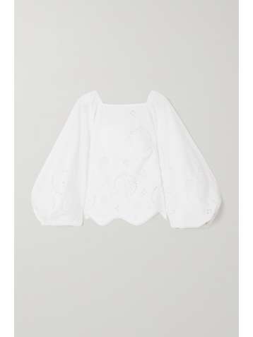 GANNI Open-back broderie anglaise organic cotton blouse