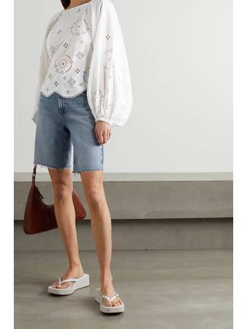 GANNI Open-back broderie anglaise organic cotton blouse