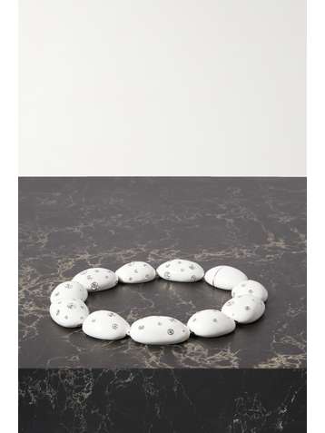 BOTTEGA VENETA Silver, enamel and crystal choker