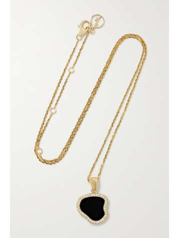 ANISSA KERMICHE Belle de Nuit 14-karat gold, onyx and diamond necklace