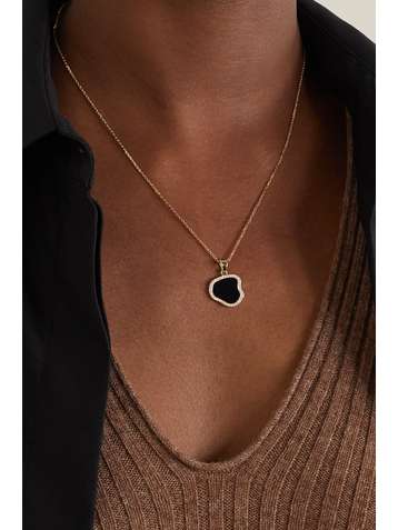 ANISSA KERMICHE Belle de Nuit 14-karat gold, onyx and diamond necklace