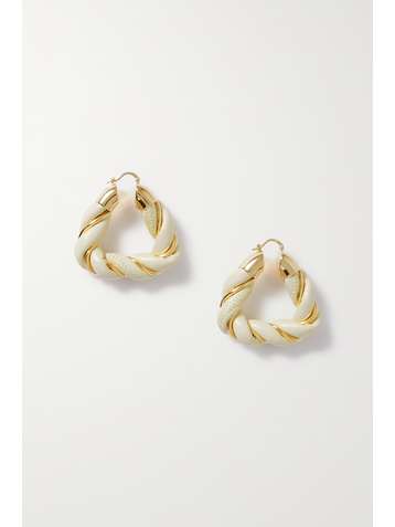 BOTTEGA VENETA Boucles d'oreilles en plaqué or et cuir Square Twist
