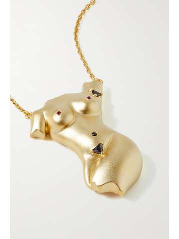 ANISSA KERMICHE Pit Power gold-plated onyx and ruby necklace
