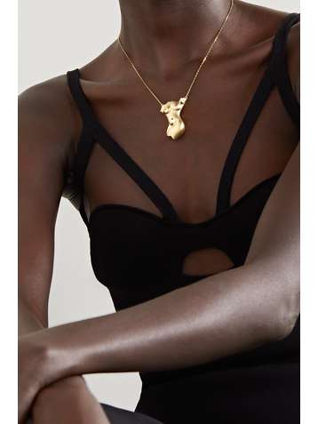 ANISSA KERMICHE Pit Power gold-plated onyx and ruby necklace